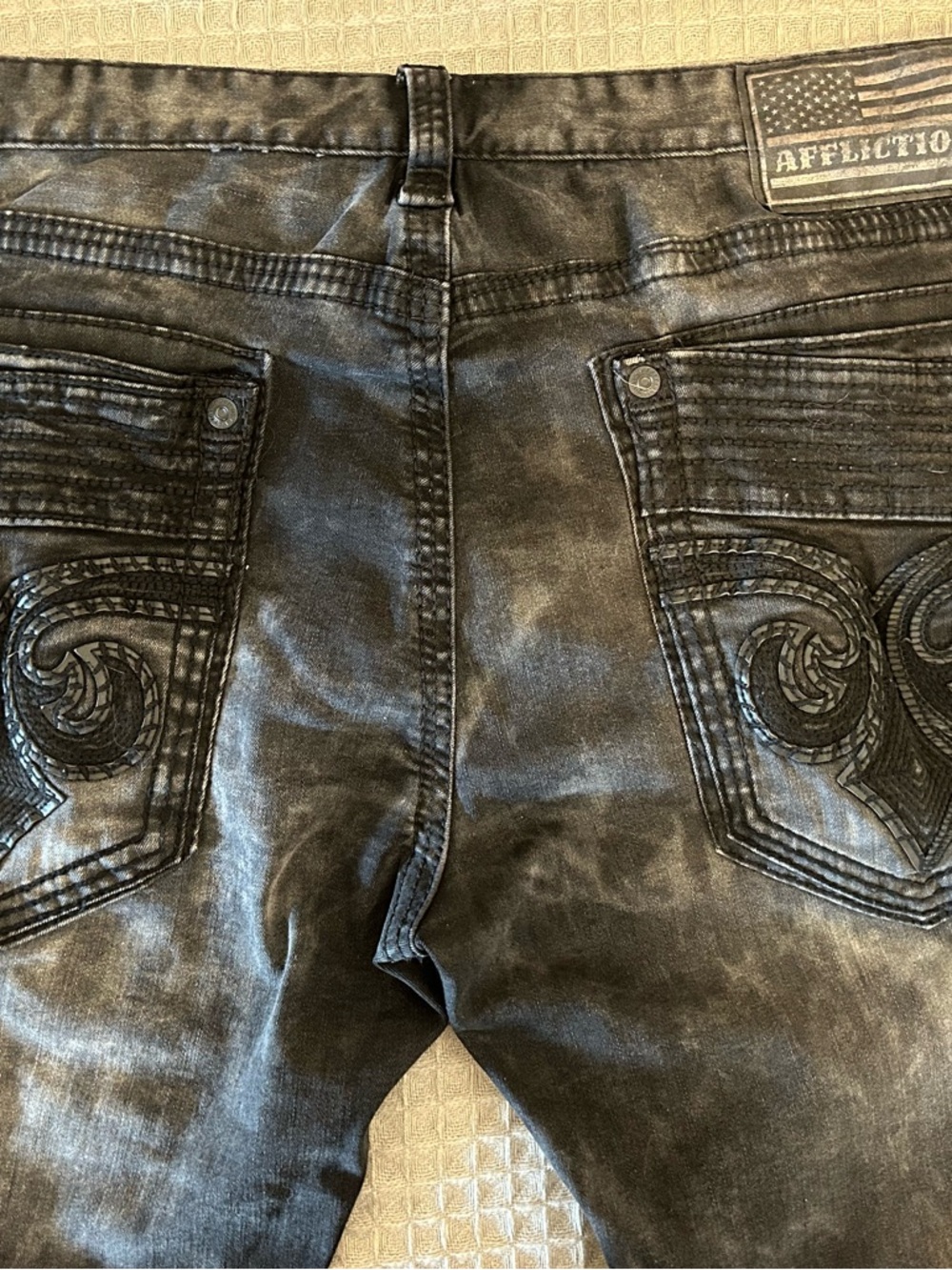 Affliction Gage Fleur Matador Jeans 38x34 Black Grey